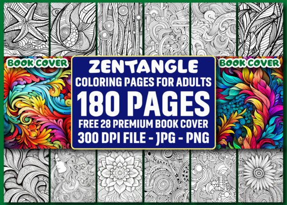 180 Zentangle Coloring Pages for Adults: A Complete KDP Interior Solution with 28 Premium Book Covers