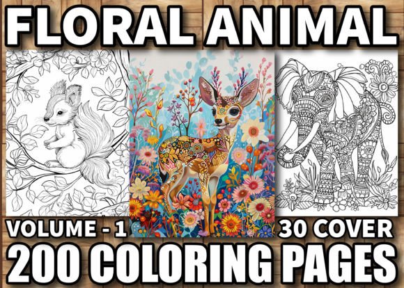 200 Floral Animal Coloring Pages Adults