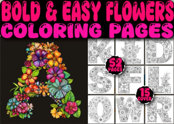 52 Alphabet Flower Coloring Book Pages