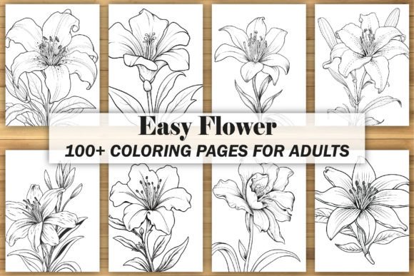 Easy Flower Coloring Pages for Adults
