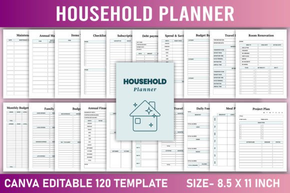 Editable Household Planner Canva