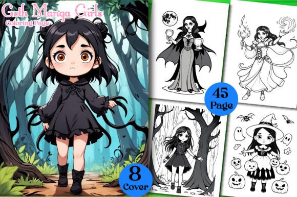 Goth Manga Girls Coloring Book