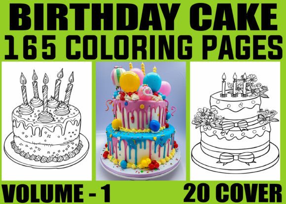 Happy Birthday Cake Coloring Pages KDP