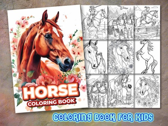 Horse Coloring Pages and Coloring Book: High-Resolution Interior & Cover Assets for KDP Success