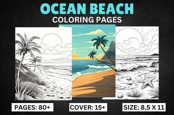 Ocean Beach Coloring Pages for Adult