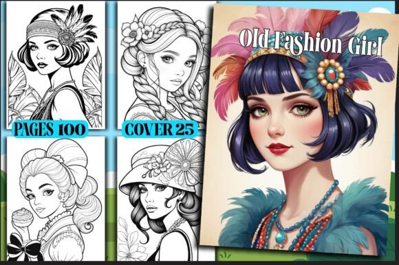 Old Fashion Girl Coloring Pages Book