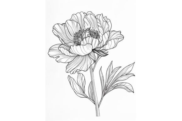 Peony Flower Coloring Page
