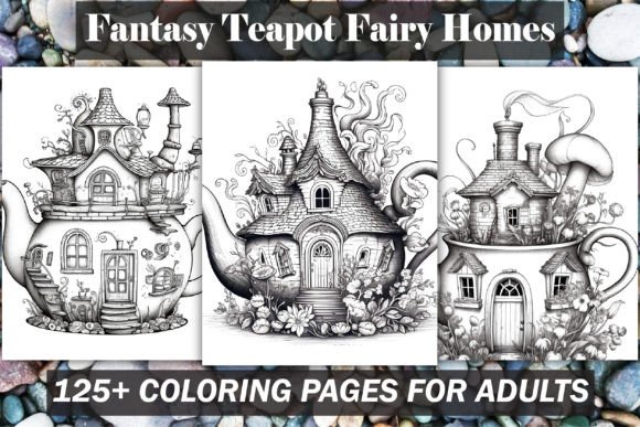 Teapot Fairy Homes Coloring Pages Bundle