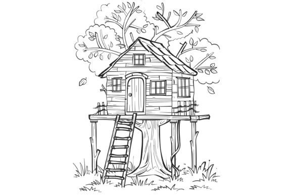 Tree House Coloring Page: A Thoughtful Choice for Adult Coloring Projects