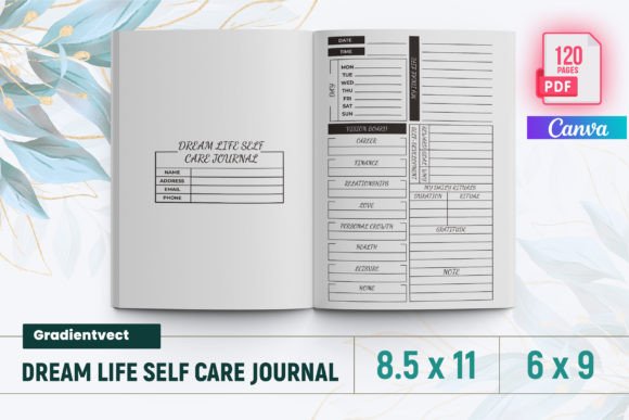 Unlock Your Dream Life: The Ultimate KDP Self-Care Journal with Canva Template & Instant PDF Download