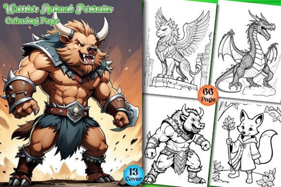 Warrior Animal Portraits - Coloring Book