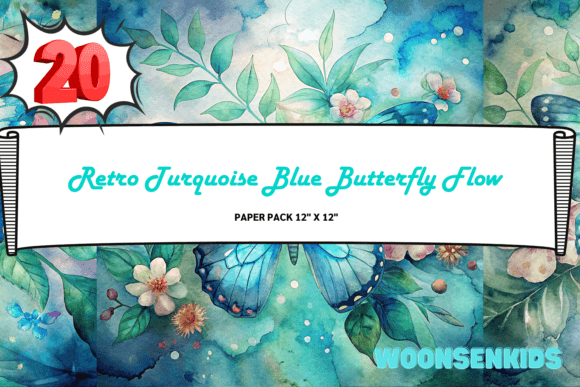 Why the Retro Turquoise Blue Butterfly Flowers Watercolor PNG Is a Must-Have for KDP Creators & Digital Designers